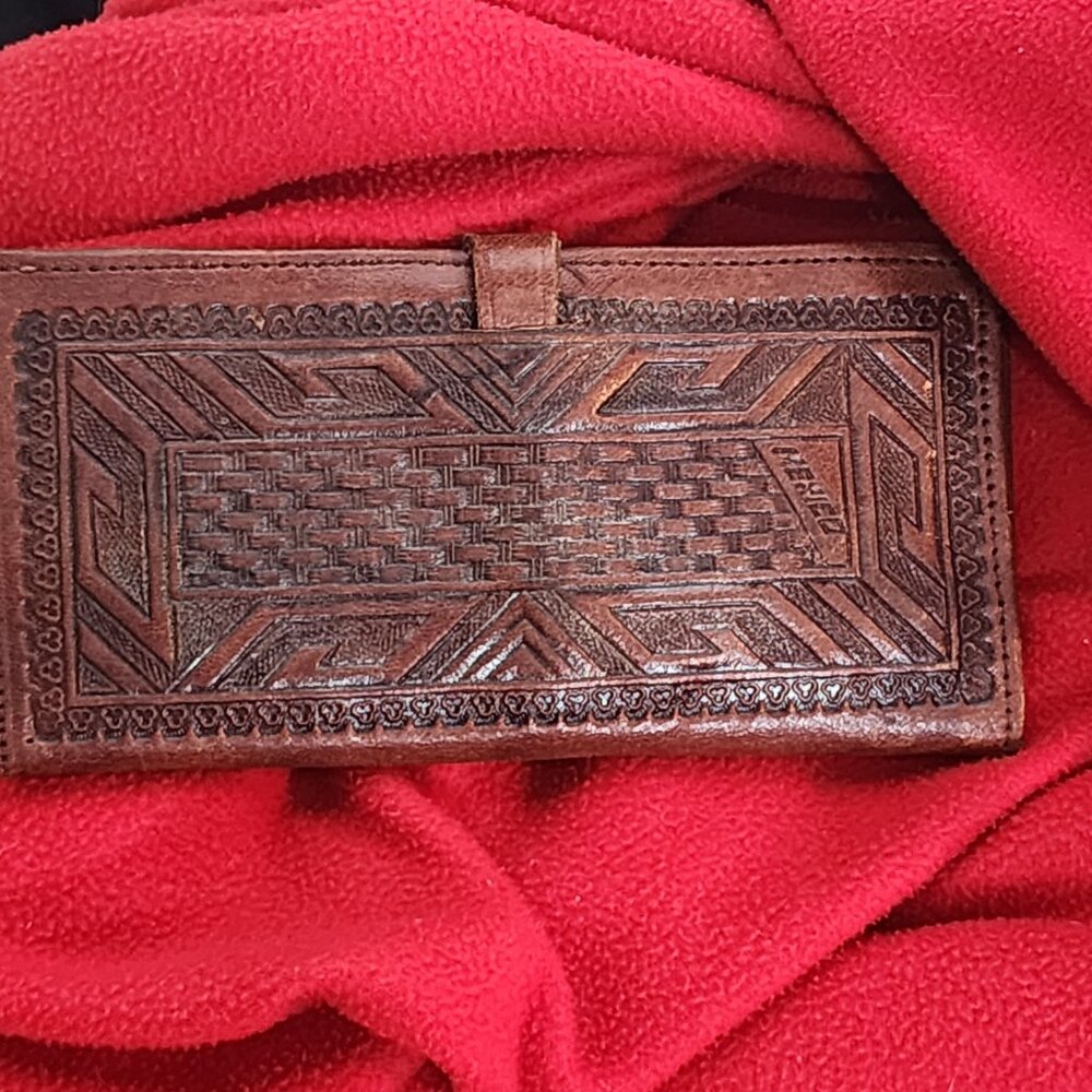 Genuine Handmade Hair-on-Hide Leather Hand Tooled from Mexico Picture Wallet - Picture 5 of 16